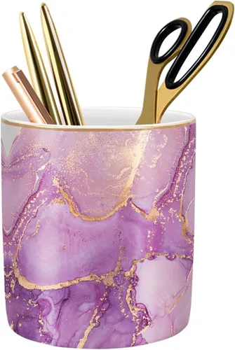 Soporte para bolígrafo para escritorio, bonito soporte de cerámica para lápices, soporte para marcadores de maquillaje, accesorios de escritorio y