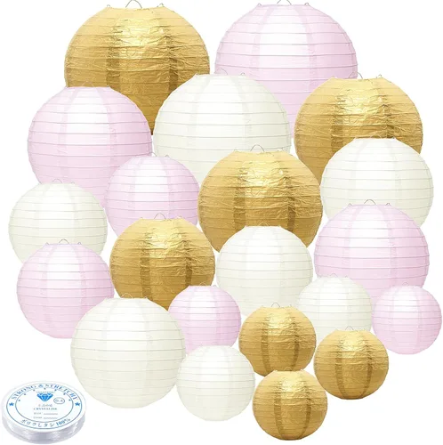 21 linternas de papel decorativas para fiestas, 4/6/8/10 pulgadas, linternas de papel colgantes chinas redondas para bodas, cumpleaños, baby shower,