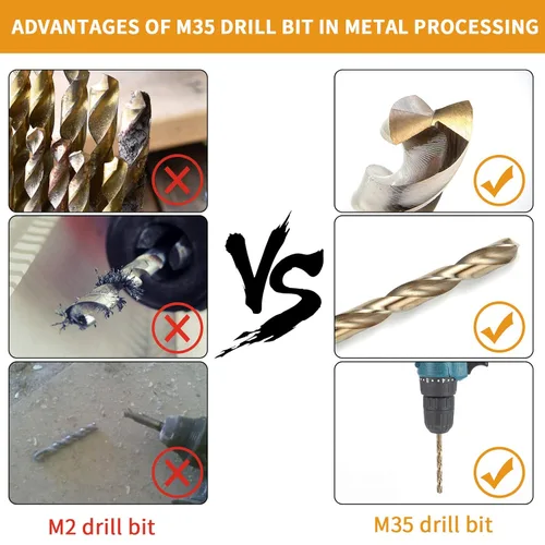 Miniatura 4 de Juego de brocas de cobalto de 1/4 de pulgada, brocas helicoidales M35 Jobber, adecuadas para perforar en metal duro, acero inoxidable, hierro