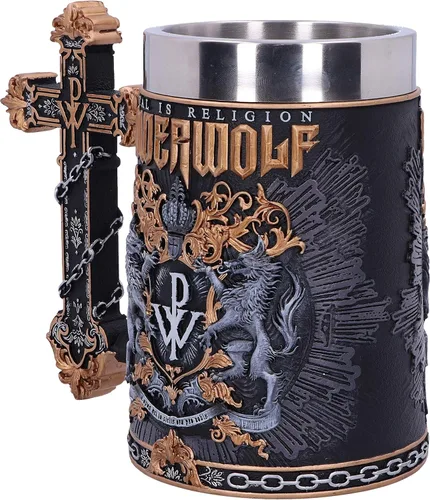 Miniatura 4 de Nemesis Now Jarra de Metal con Licencia Oficial de Powerwolf Metal is Religion Banda de Rock, Negra Powerwolf Metal es religión