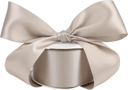 Cinta Color Taupe de 2" de Grosor, Cinta de Satén de Doble Cara para Envolver Regalos, Decoración de Bodas, Ramo de Novia, Decoraciones de Fiestas,