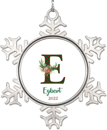 Miniatura 11 de Monograma inicial letra A copo de nieve, adorno de bayas de pino de Navidad para decoración de árbol de Navidad, adornos de Navidad personalizados