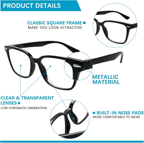 Miniatura 3 de Gafas de lectura para mujeres y hombres, para lectura de computadora, lentes de bloqueo de luz azul, lentes de bisagra de resorte