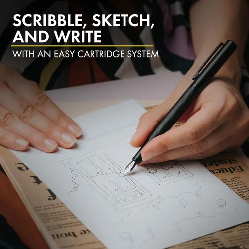 Miniatura 7 de Scrivi Pens Juego de Plumas Estilográficas de Lujo-[Negro] Plumas Estilográficas para Escribir - Punta Extra Fina Suave - Incluye Convertidor