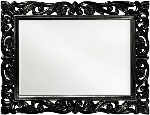 Miniatura 2 de Howard Elliott Chateau Rectangular Hanging Wall Mirror, Scroll Work Frame, Black, 31.5 x 42 Inch