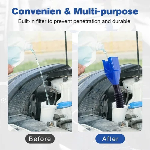 Miniatura 5 de Embudo de plástico retráctil para cambio de aceite para automóviles y motocicletas (A-Blue+White)