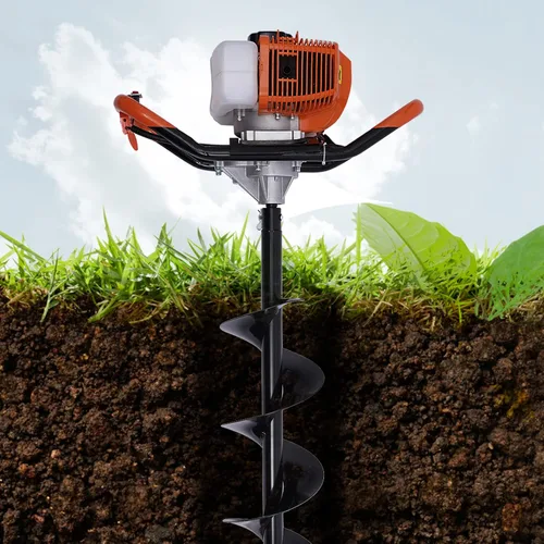 Miniatura 5 de Taladro de tierra de 52 cc a gas, taladro de 2 tiempos de 2.3 HP con brocas de 4 pulgadas/6 pulgadas/8 pulgadas y barra de extensión de 12 pulgadas