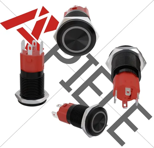Miniatura 3 de APIELE - Interruptor de botón de cierre de 16mm, 12V, ojo de ángel LED, impermeable, redondo, autobloqueante, 1NO (aluminio negro, azul)