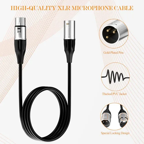 Miniatura 3 de Tisino Cable XLR, paquete de 2 cables de micrófono XLR macho a hembra, cable de micrófono equilibrado compatible con preamplificadores/sistemas