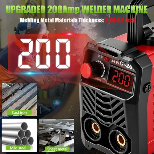 Miniatura 2 de Hpoouo Soldador de Varillas de 200 Amperios 20 PCS, Máquina de Soldadura Portátil Super MINI, Máquina Soldadora Inversora IGBT 110V con Arranque