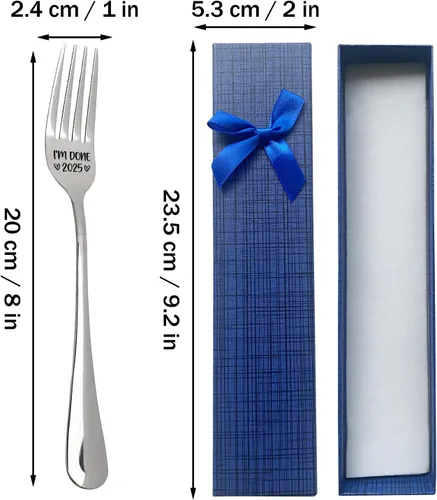 Miniatura 4 de He terminado 2025 Horquilla de acero inoxidable grabada divertida, regalos de jubilación 2025 para mujeres, hombres, amigos, profesores, compañeros