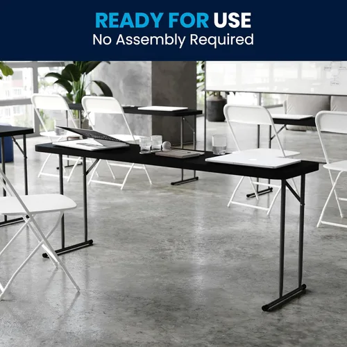Miniatura 7 de BizChair Mesa de entrenamiento plegable de plástico negro de 6 pies
