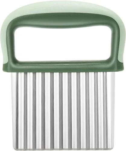Miniatura 2 de Picador de verduras - Cortador de acero inoxidable arrugado / cuchillo ondulado para verduras y papas fritas y raspador de masa de plástico / Verde