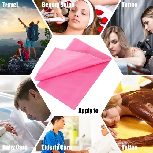 Miniatura 5 de 30 sábanas desechables para mesa de masaje, sábanas de 31 x 79 pulgadas, fundas desechables para cama de spa, mantel de masaje no tejido, Rosa