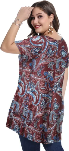 Miniatura 5 de MONNURO - Camiseta de manga corta para mujer, holgada con mucho vuelo, talla grande