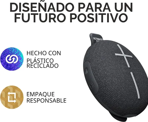 Miniatura 8 de Ultimate Ears MINIROLL Altavoz Bluetooth ultra portátil impermeable, graves grandes, IP67 a prueba de polvo, rango de 131 pies, color negro suave
