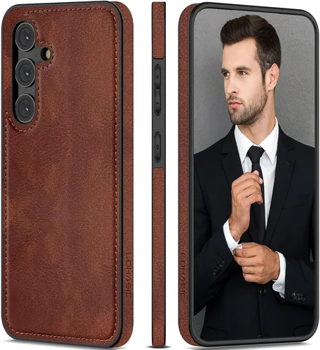 Miniatura 8 de LOHASIC Fundas de cuero para Samsung Galaxy S25, funda elegante de poliuretano de alta calidad para hombres y mujeres, suave antideslizante, Negro