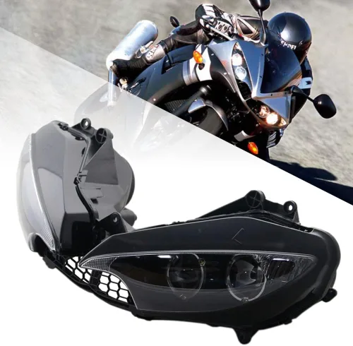 Miniatura 19 de Ensamble de lámpara de faro delantero para motocicleta compatible con Yamaha YZF600 R6 2006 2007 06 07 YZF-R6 Faro frontal transparente para moto