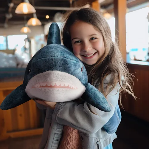 Miniatura 4 de Animal de Peluche Tiburón 11" Lindo Juguete de Tiburón Almohadas de Peluche Tiburones de Algodón Suave Peluches Muñeco de Animal Marino del Océano