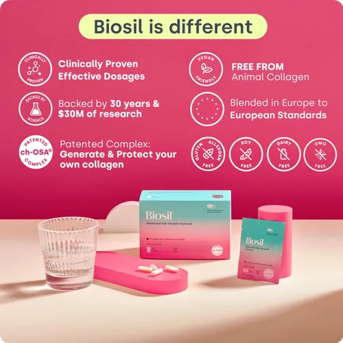 Miniatura 8 de Biosil Vitaminas avanzadas para el crecimiento del cabello, 30 paquetes (suministro de 1 mes), estimula el crecimiento, previene la pérdida