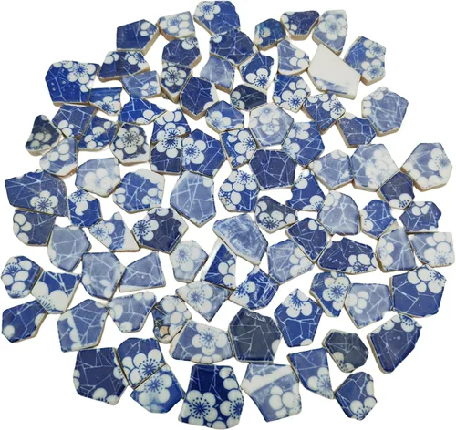 Miniatura 15 de Azulejos de mosaico de cerámica de porcelana de 1.1 libras, azulejos de mosaico irregulares rotos para suelo de manualidades, cocina, piscina