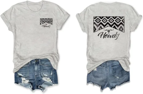 Western Cowboy - Camiseta de manga corta para mujer, diseño de calavera de whisky, estilo casual, música country, camisetas retro occidentales