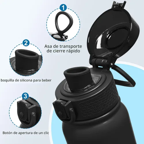 Miniatura 4 de GOPPUS Botella de agua de acero inoxidable aislada de 20 oz sin BPA, excelente para viajes, con tapa para beber - A prueba de fugas y sudor con tapa