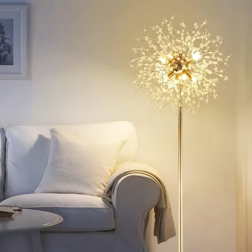 Miniatura 6 de Lámpara de pie de cristal de 69 pulgadas, lámpara de pie moderna con cristal K9, lámpara de pie LED con interruptor de pie de encendido/apagado