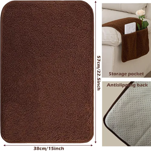 Miniatura 7 de Funda para reposabrazos de sofá, funda para reposabrazos de silla reclinable, funda de terciopelo de cordero, antideslizante, protector de muebles