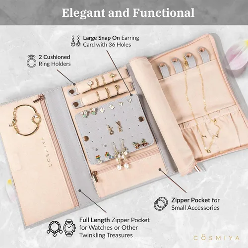 Miniatura 3 de Joyero de viaje personalizado con inicial, regalos personalizados con monograma para mujeres, regalos de propuesta de dama de honor, organizador
