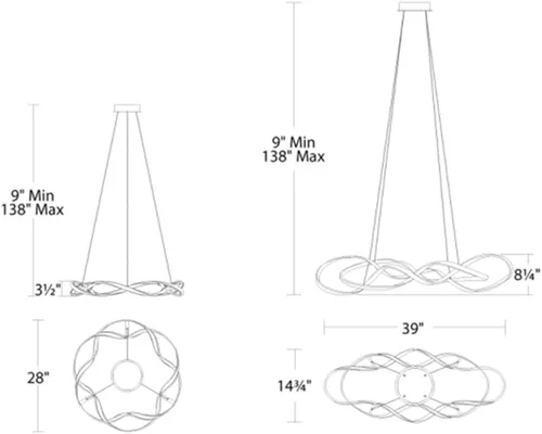 Miniatura 2 de WAC Lighting dweLED, Interlace 39in LED colgante 3000K en cromo