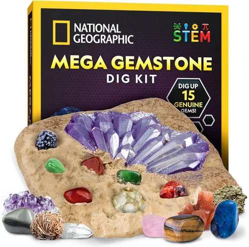 Miniatura 8 de Kit de excavación de piedras de nacimiento National Geographic - Kit de ciencia con 12 piedras de nacimiento genuinas, incluye un diamante real