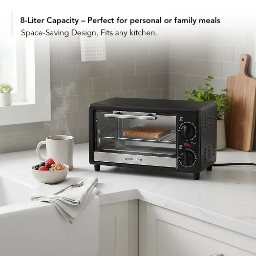 Miniatura 2 de OVENTE Horno tostador de encimera de 8L con temporizador de 60 minutos, control de temperatura ajustable, bandeja para hornear fácil de limpiar