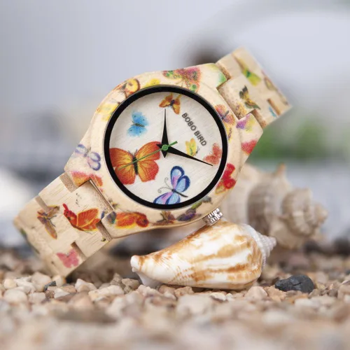Miniatura 5 de BOBO BIRD Reloj de bambú para mujer, diseño de mariposa, hecho a mano, hecho a mano