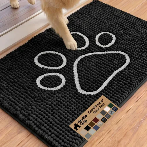 Miniatura 43 de GORILLA GRIP SOAKSTOPPER - Tapete para puerta de perro, 30 x 20 pulgadas, lavable a máquina, absorbente, captura la humedad, barro, suciedad, Negro