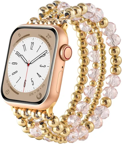 Miniatura 17 de AIRSPO Pulseras de cuentas compatibles con Apple Watch Band de 38, 40, 41, 42, 44 y 45 mm, hechas a mano, para series SE 8, 7, 6, 5, 4, 3, 2, 1