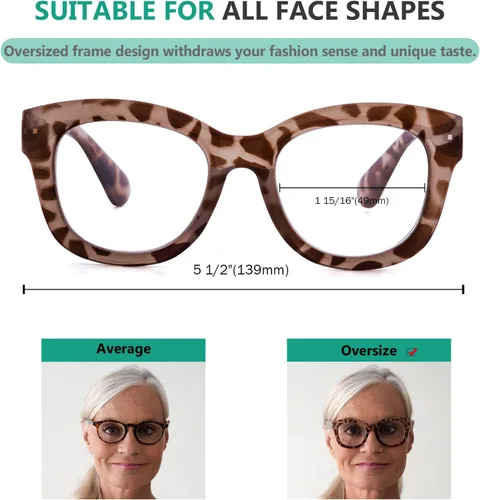 Miniatura 5 de Eyekepper Paquete de 5 lentes de lectura de gran tamaño, lectores retro para mujer, incluyen lectores Sunshine +0.50