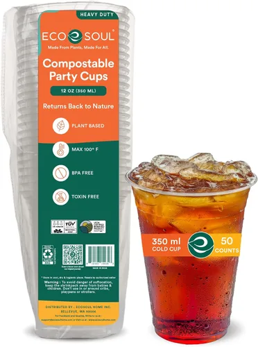 Miniatura 15 de ECO SOUL Vasos de fiesta desechables 100% compostables Vasos de fiesta ecológicos (500 unidades, vasos fríos de 16 onzas)