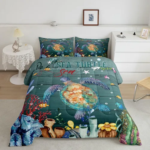 Miniatura 15 de Erosebridal Juego de edredón de ajolote rosa Kawaii Walking Fish para niños, edredón de reptil de criatura bajo el mar, arrecife de coral