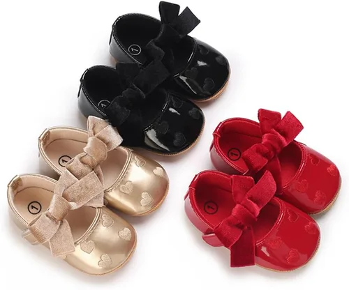 Miniatura 6 de COSANKIM Zapatos Mary Jane para bebé y niña, suela suave, con lazo, princesa, boda, antideslizantes, para bebé, para primera caminata, zapatos