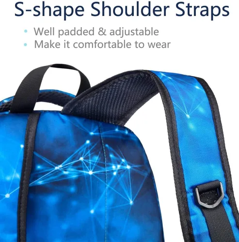Miniatura 4 de BLUEFAIRY Mochila para niños y niñas, bolsas escolares para escuela secundaria, bolsas de libros para adolescentes, Azul celeste, Computadora