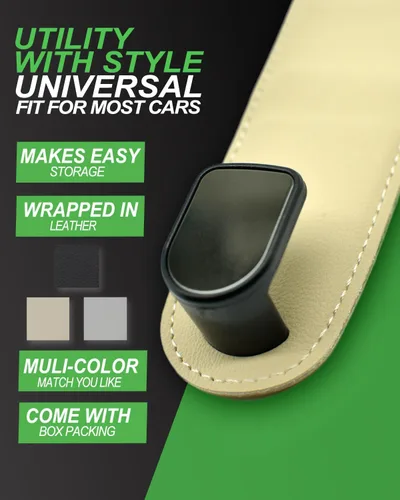 Miniatura 6 de Gancho para reposacabezas de asiento de automóvil, paquete de 2 ganchos de cuero para bolsos y bolsas para colgar accesorios de organización de Negro