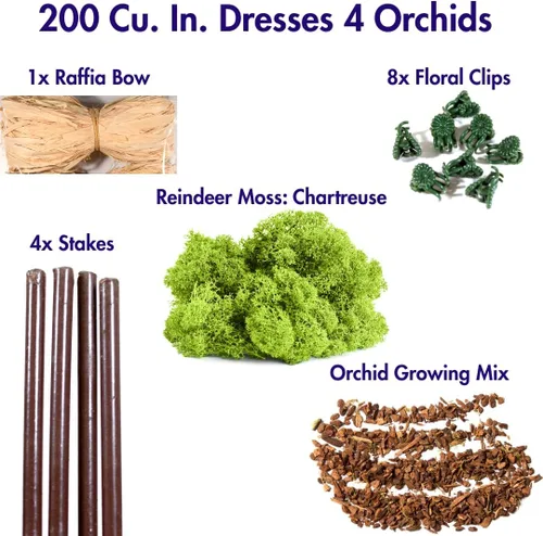 Miniatura 2 de SuperMoss (90509) Kit para macetas de orquídeas, juego completo de cuidado de orquídeas con musgo preservado, corteza de orquídea, clips florales