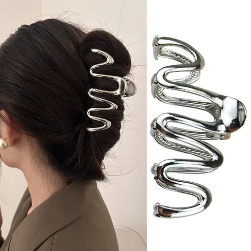Miniatura 12 de Pinzas para el cabello grandes y realistas de metal negro con garra de araña, agarre fuerte, antideslizantes, accesorios para el cabello grueso