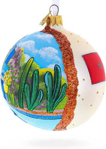 Miniatura 3 de Jardin Majorelle, Marrakech, Marruecos, bola de cristal, adorno de Navidad de 4 pulgadas
