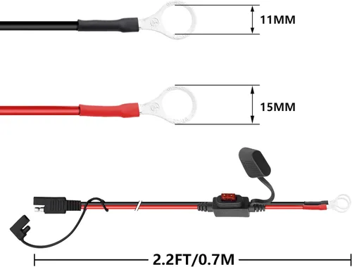 Miniatura 4 de Conector de batería SAE YACSEJAO 2FT/60CM 18AWG SAE a conector de terminal de junta tórica de 2 pines de desconexión rápida SAE Cable de extensión