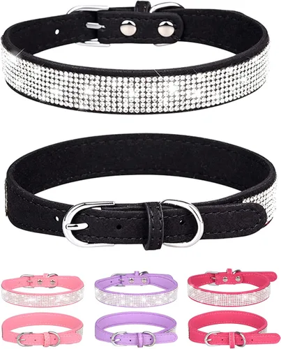 Miniatura 13 de Collar brillante para perros pequeños, medianos y grandes, collares de perro con corona de diamantes de imitación para perras y perros machos, Rosa3