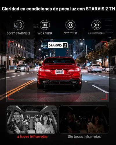 Miniatura 3 de REDTIGER F17 - Cámara de tablero de 4K, 3 canales, con GPS integrado y WiFi de 5GHz, con tarjeta de 64GB, 2160P+1080P+1080P frontal y trasera