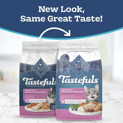Miniatura 3 de Blue Buffalo Tastefuls - Alimento seco natural para gatos adultos, estómago sensible, receta de pollo y arroz integral, bolsa de 15 libras