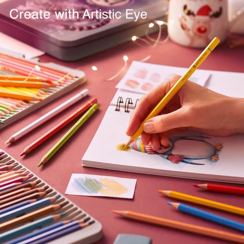 Miniatura 5 de ARTISTIC EYE - Lápices de colores de alta calidad, juego de 72, minas de núcleo suave de 0.150 in, colores ricos y vibrantes, mezclables, perfectos